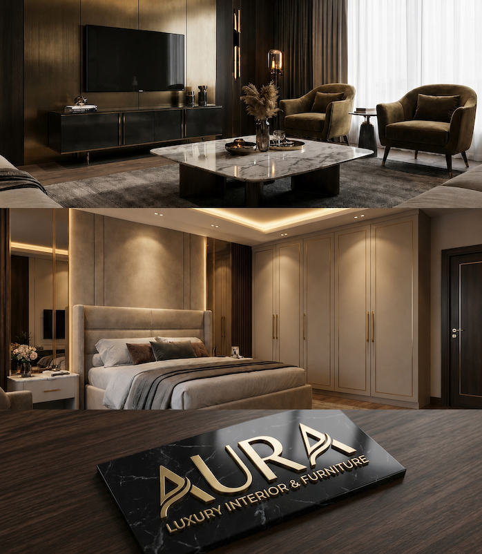 Luxury Aura interior and furniture collage